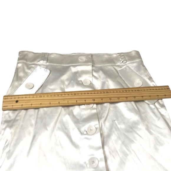Women’s Ivory Satin Button Front Pencil Skirt High Waist Size 13/14 (Large) - Picture 8 of 12